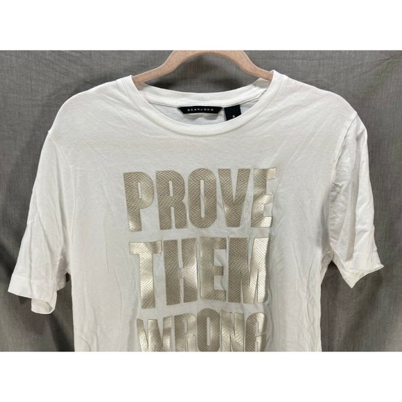 Sean John Prove Them Wrong Shirt Adult Small White Logo Short Sleeve Tee Mens. - Picture 2 of 10